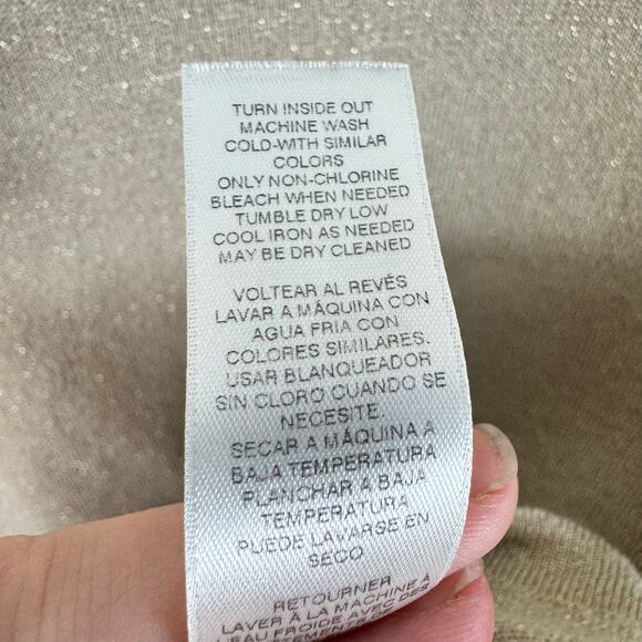 Chico's Gold Shimmery Long Sleeve Round Neck Lightweight Sweater Women's Size M - Picture 7 of 7